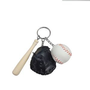 Baseball Keychain Set with Wooden Stick And Ball Design 8