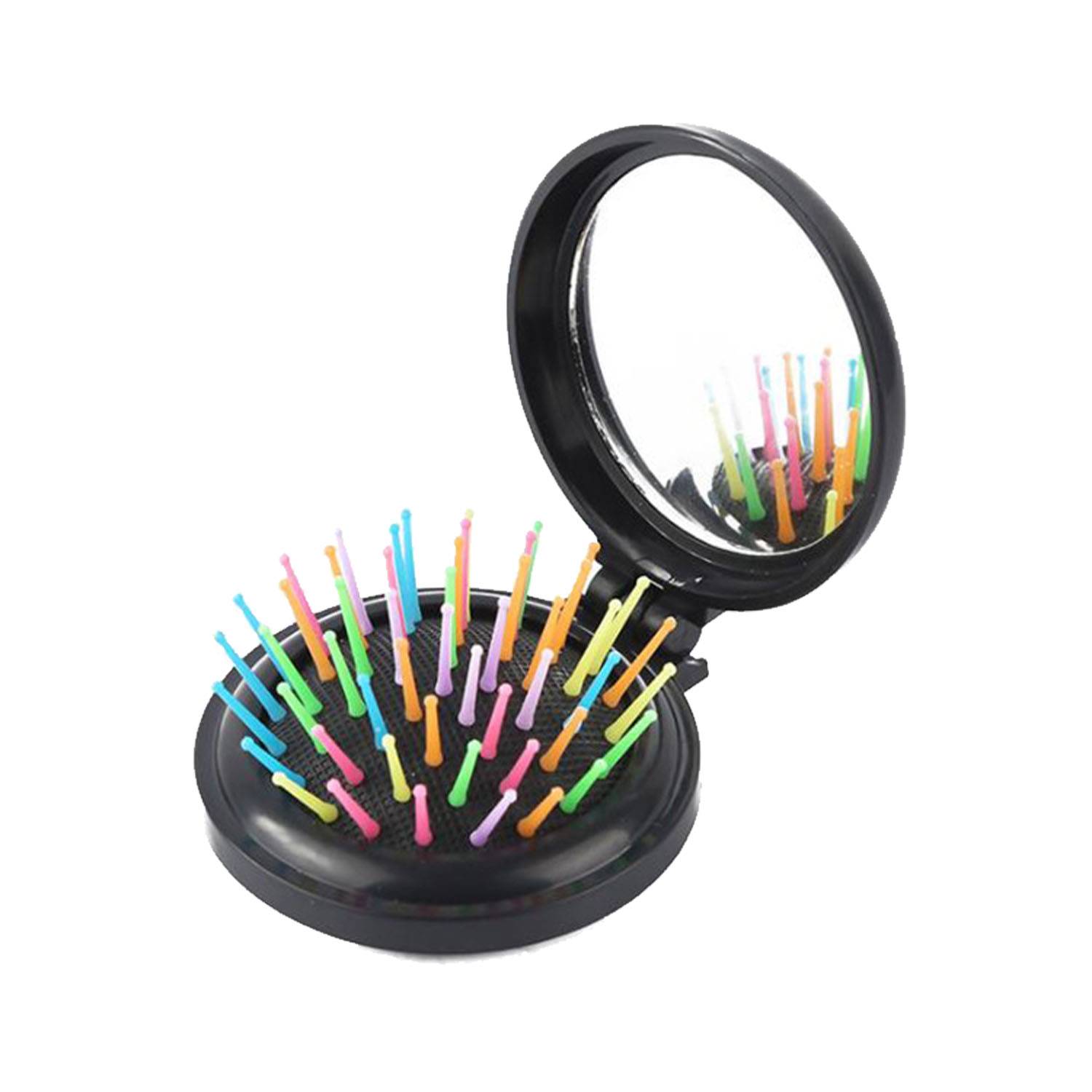 Mini 2-in-1 Plastic Pop-Up Mirror Brush 2
