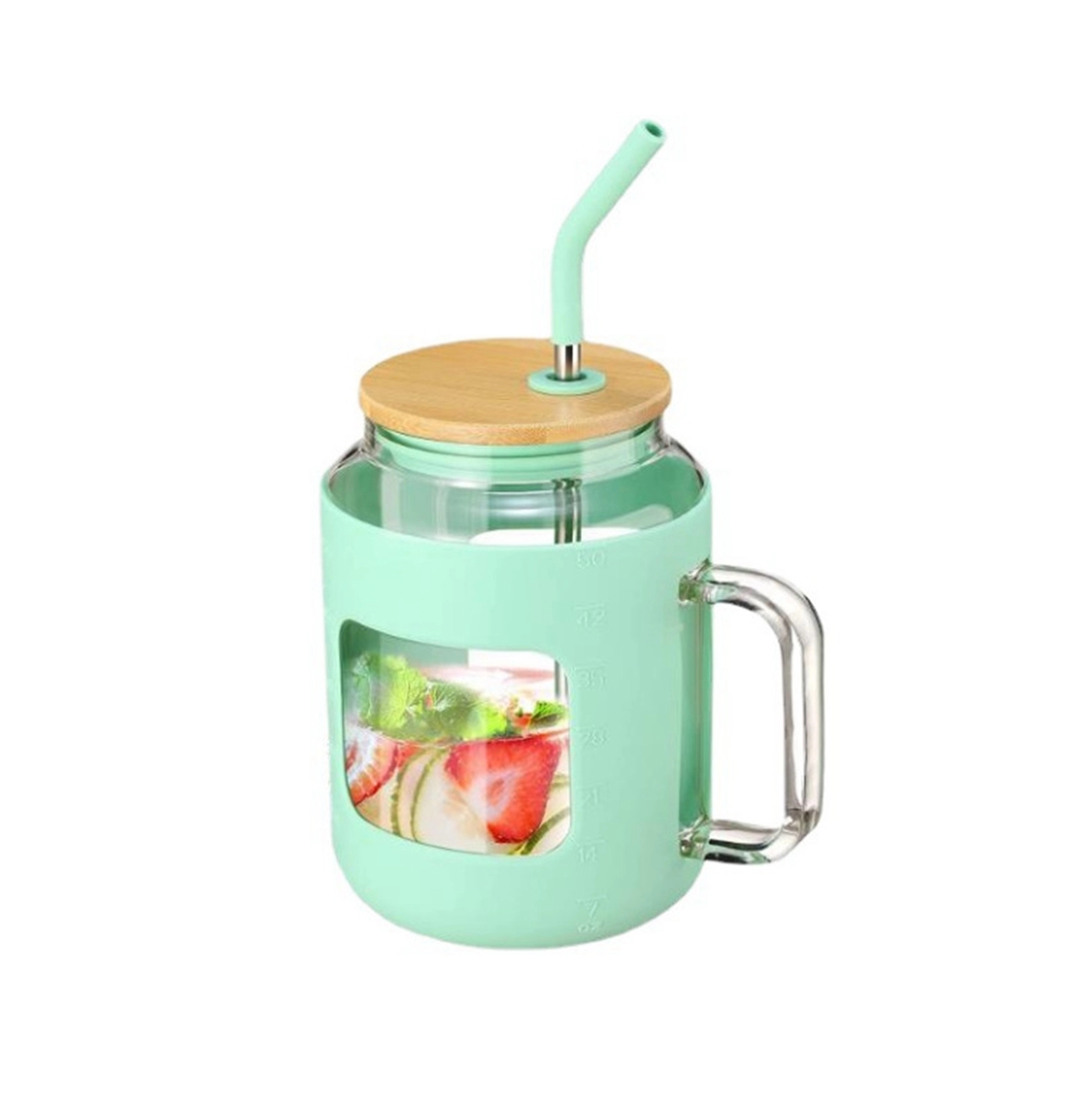 50 Oz. Glass Tumbler with Bamboo Lid and Straw 12