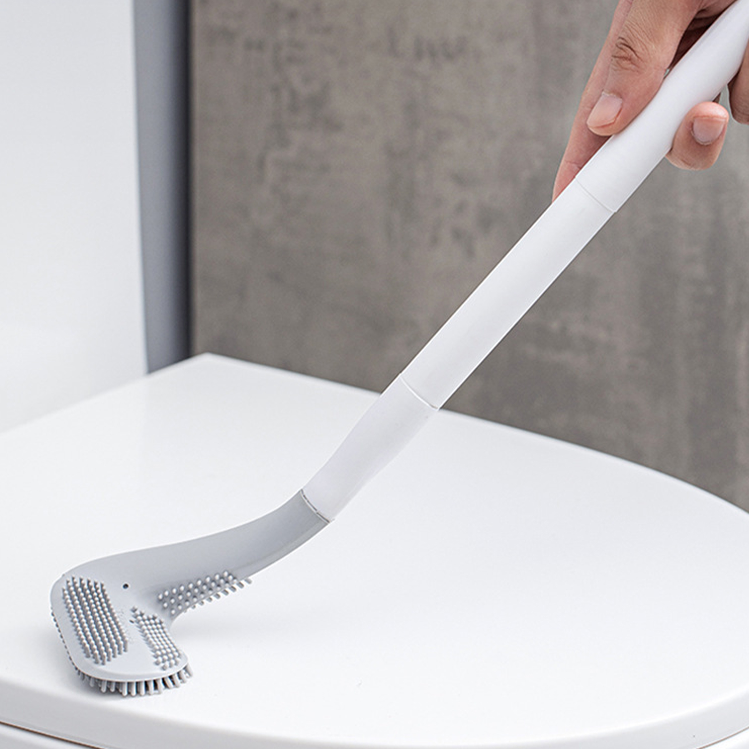 Plastic Long Handle Toilet Cleaning Brush With Base 3