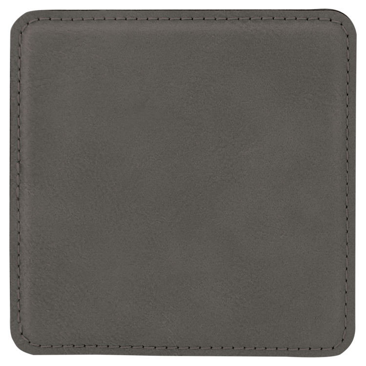 4" x 4" Square Gray Leatherette Coaster 3