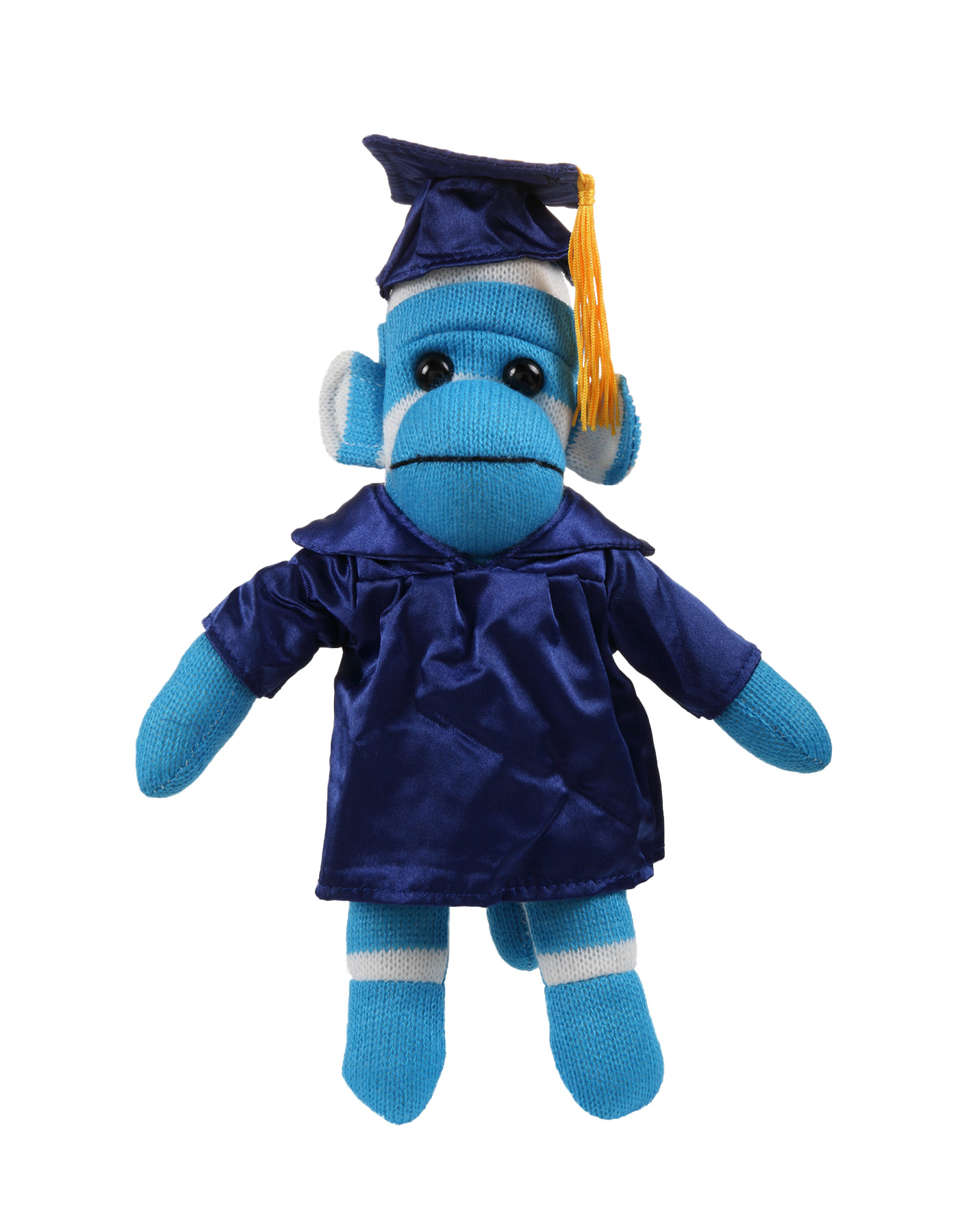Blue Sock Monkey (Plush) in Graduation Cap & Gown 2