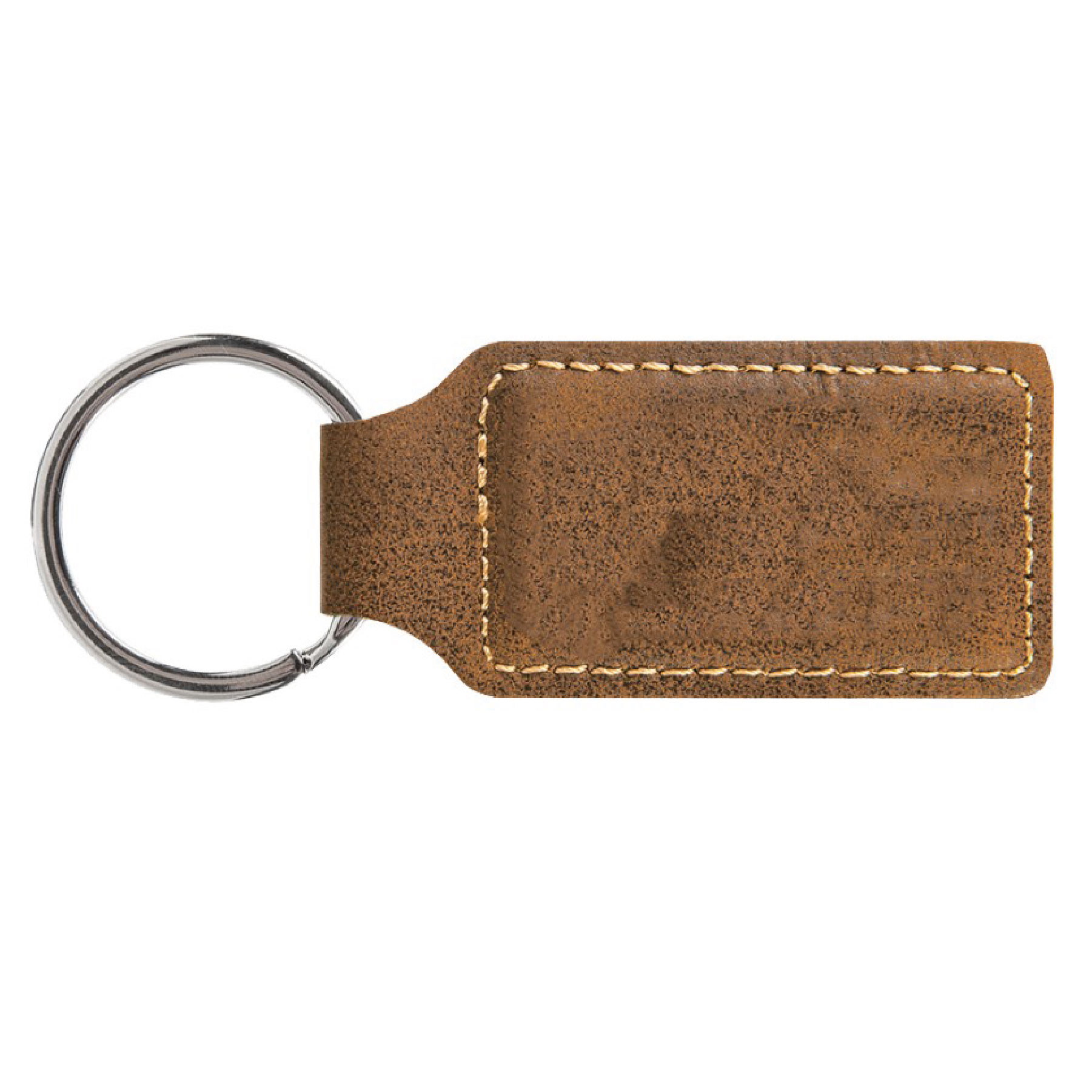Rustic/Gold Leatherette Rectangle Keychain 2
