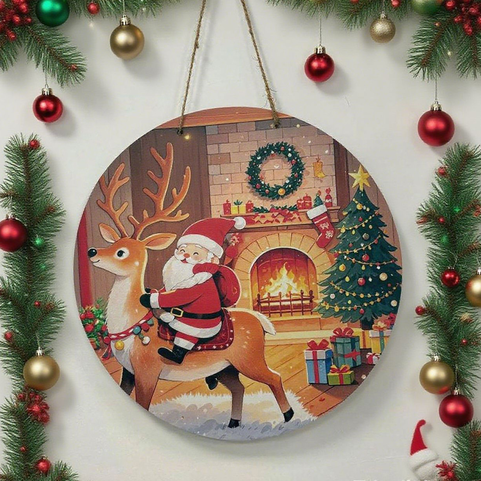 11.8in Round Custom Holiday Ambiance Door Sign For Festive Home And Commercial Decoration 3