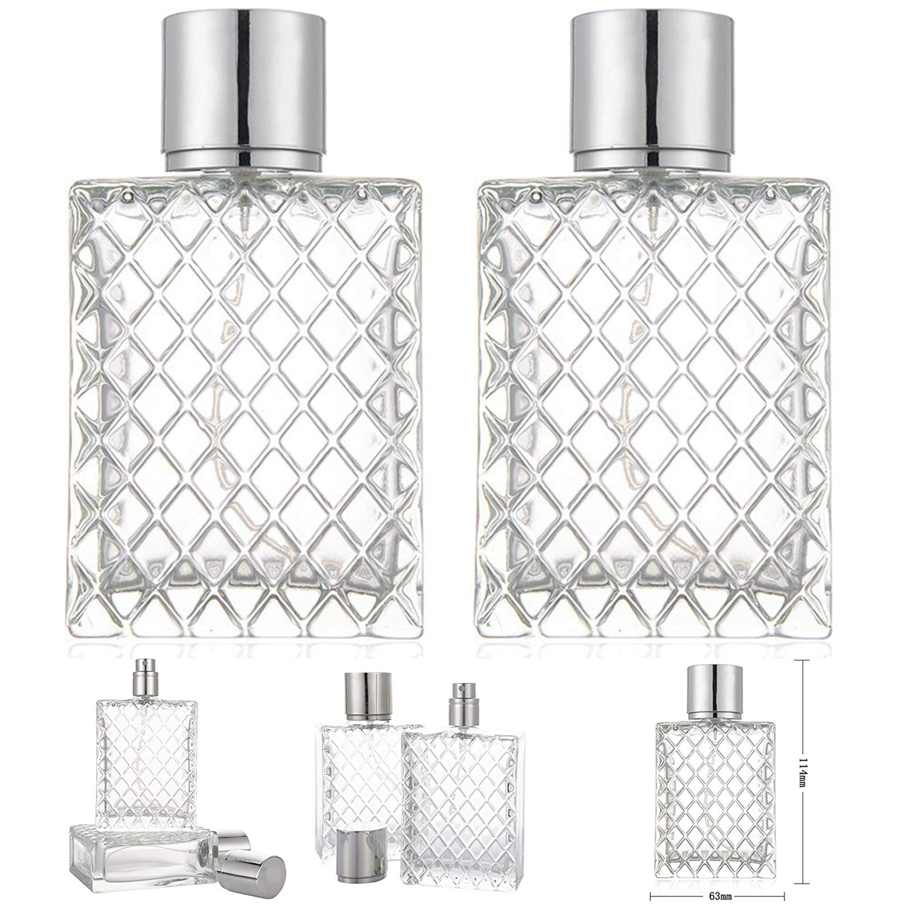 100ml Square Grids Carved Perfume Bottle 1