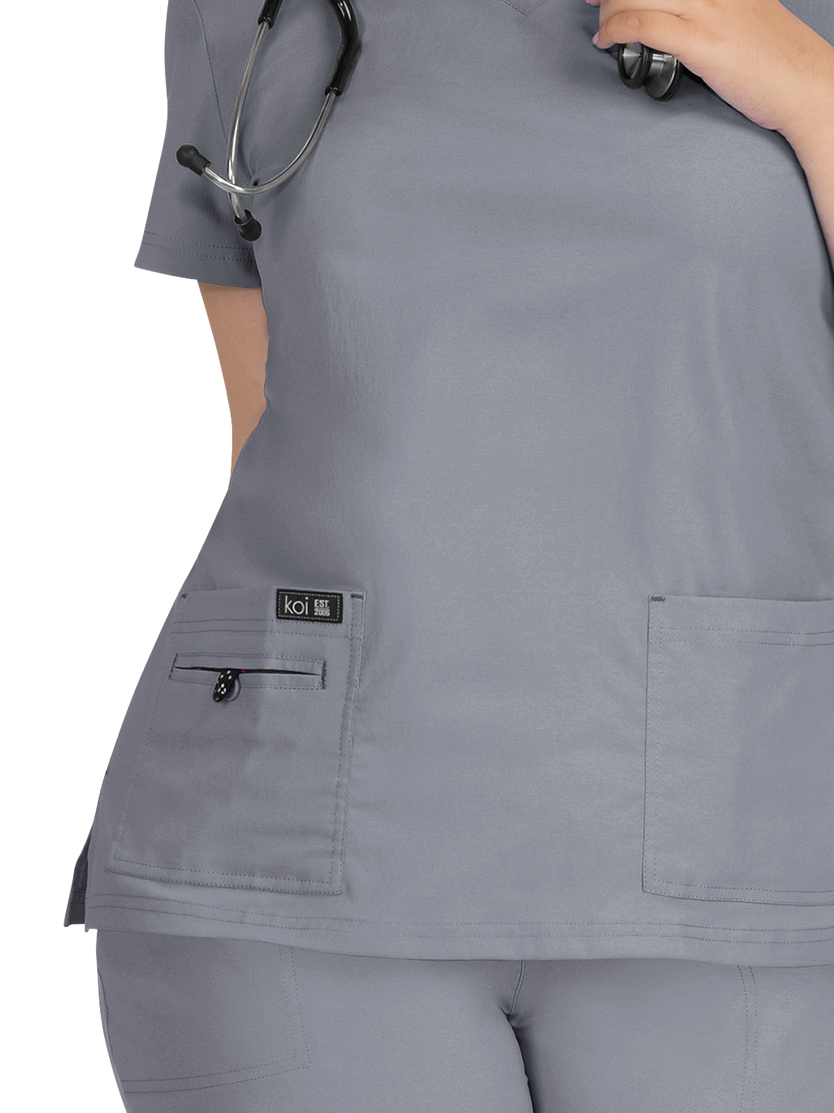koi - Basics - Women's Four-Pocket Stretch V-Neck Becca Top 53