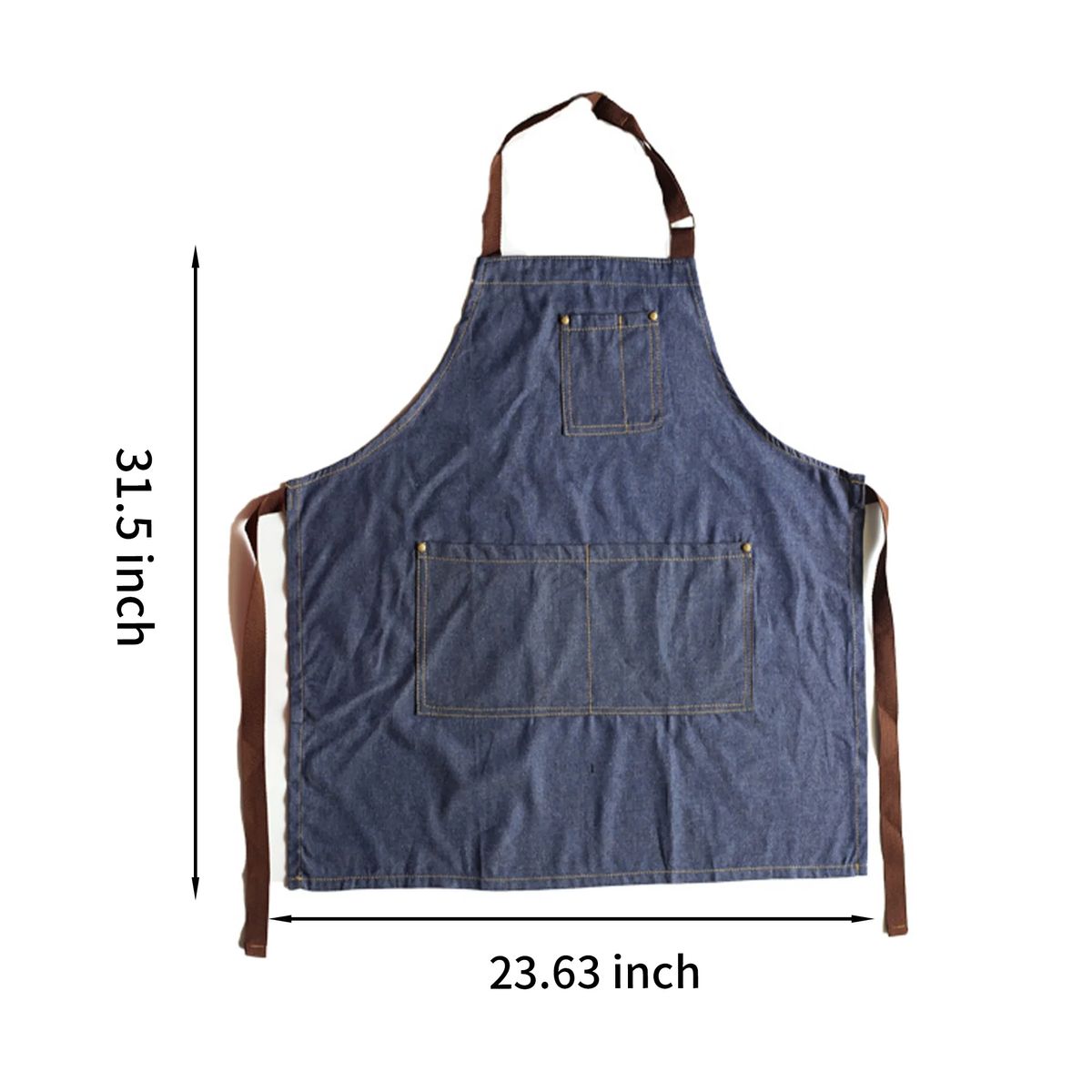 Adjustable Denim Bib Apron with Multiple Pockets 3