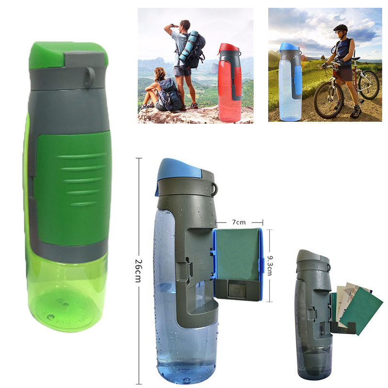 25oz 2 in 1 Storage Wallet Plastic Drinking Bottle 1