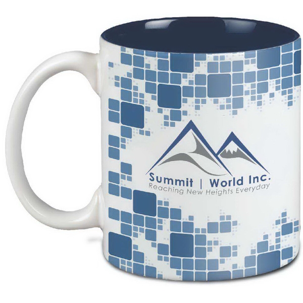 11 Oz. White/Cobalt Blue Two Tone Ceramic Mug