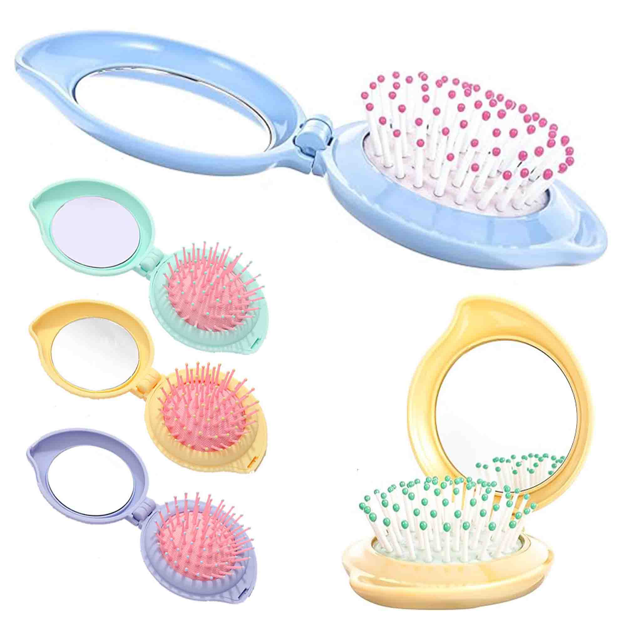 Hair Comb Folding Massage Hairbrush with Mirror 2