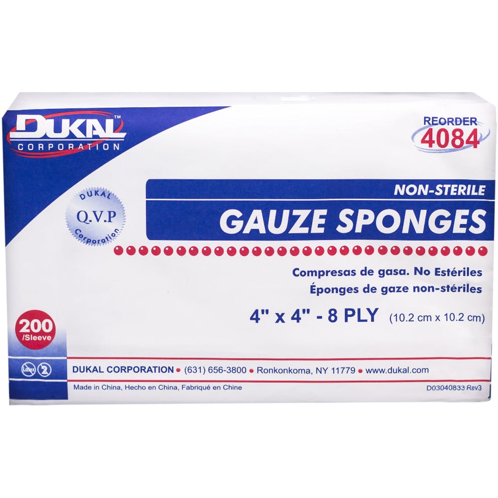 Gauze Sponges - 8-Ply 200 Pack 4" x 4" 1