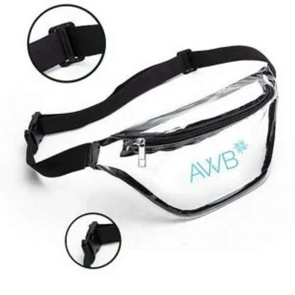 Clear Transparent PVC Fanny Pack Bag W/Zipper Pocket 7