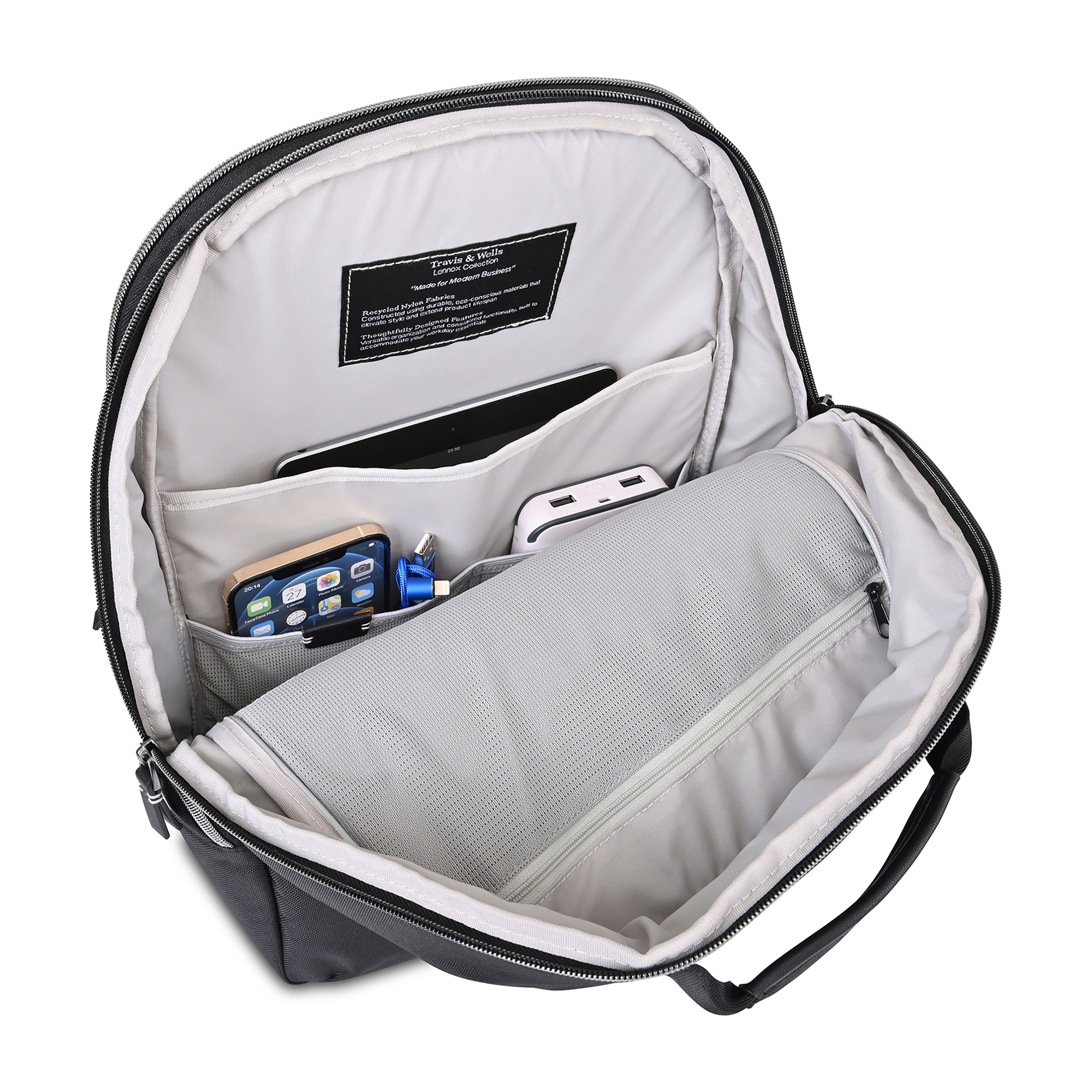 Travis & Wells® Lennox Recycled Nylon Laptop Backpack 9