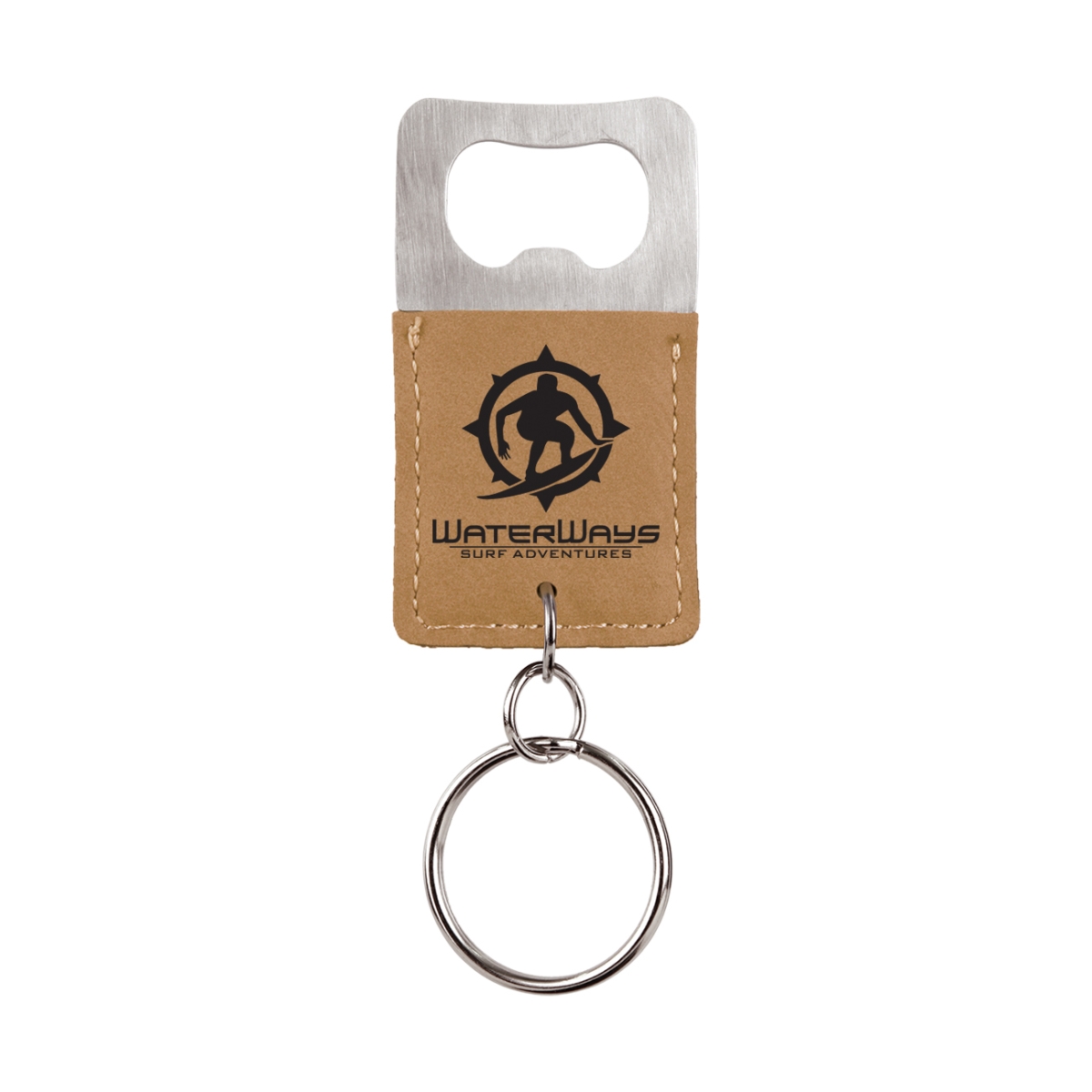 Laser Engraved Leatherette Key Tag with Bottle Opener Rectangle (2.75"x1.5") 4