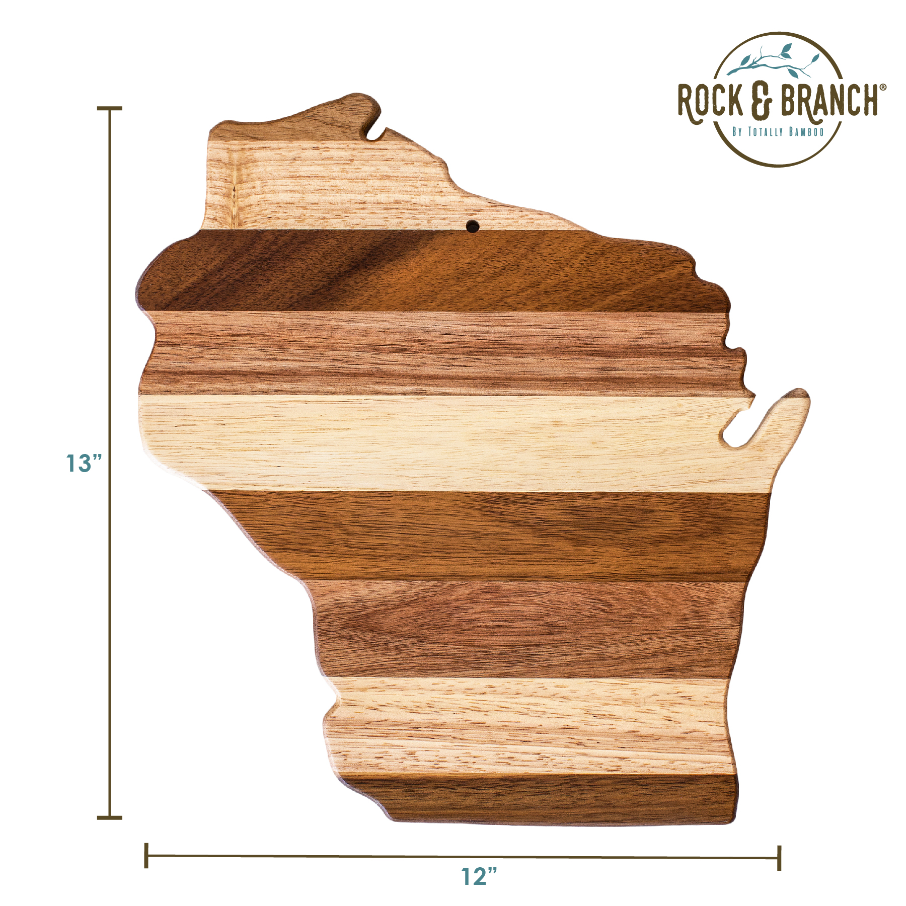 Rock & Branch® Shiplap Series Wisconsin State Shaped Wood Serving and Cutting Board 8