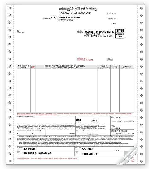 Classic continuous straight bill of lading 2