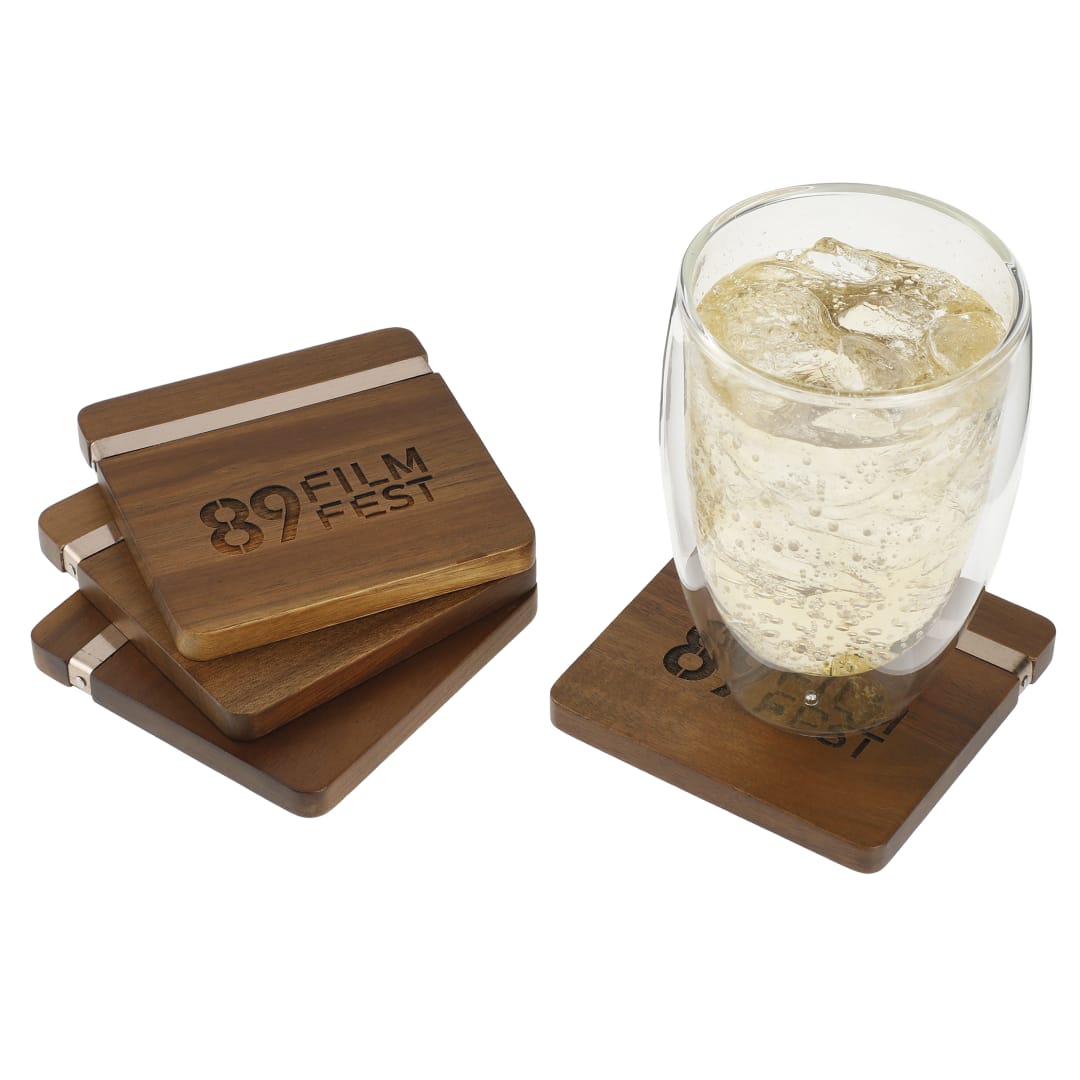 Graze Wood and Metal Coaster Set 39