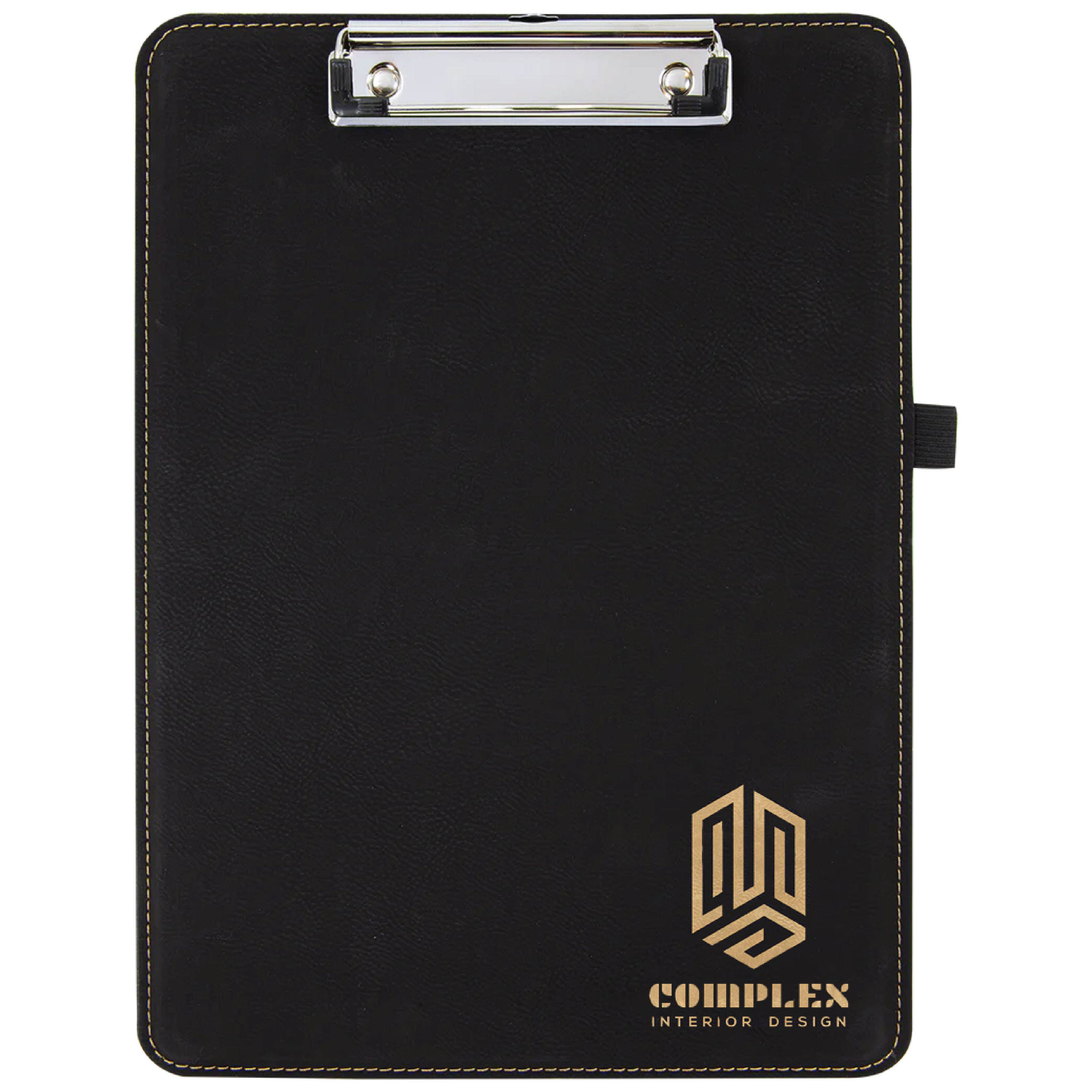 9" x 12 1/2" Black/Gold Leatherette Clipboard 4