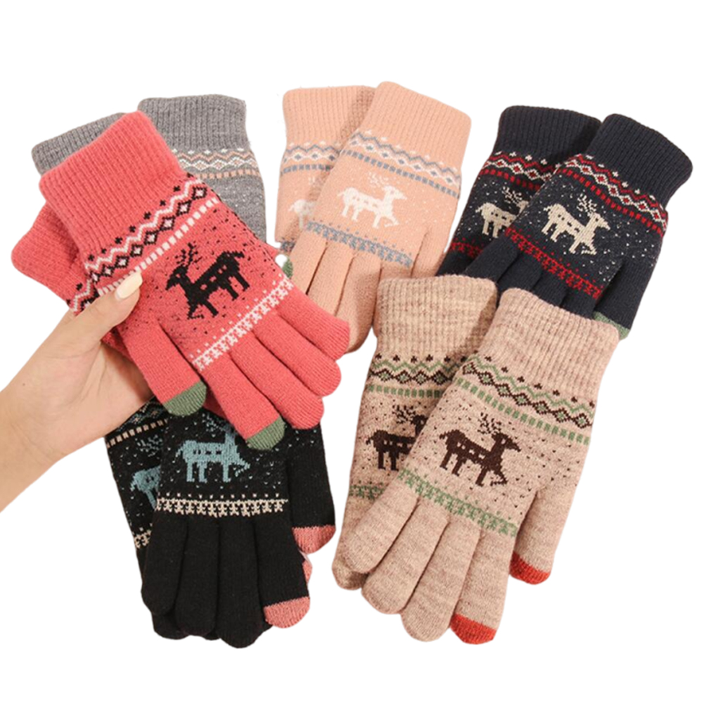 Customizable Cute Deer Pattern Thickened Winter Gloves Warm and Personalizable 2