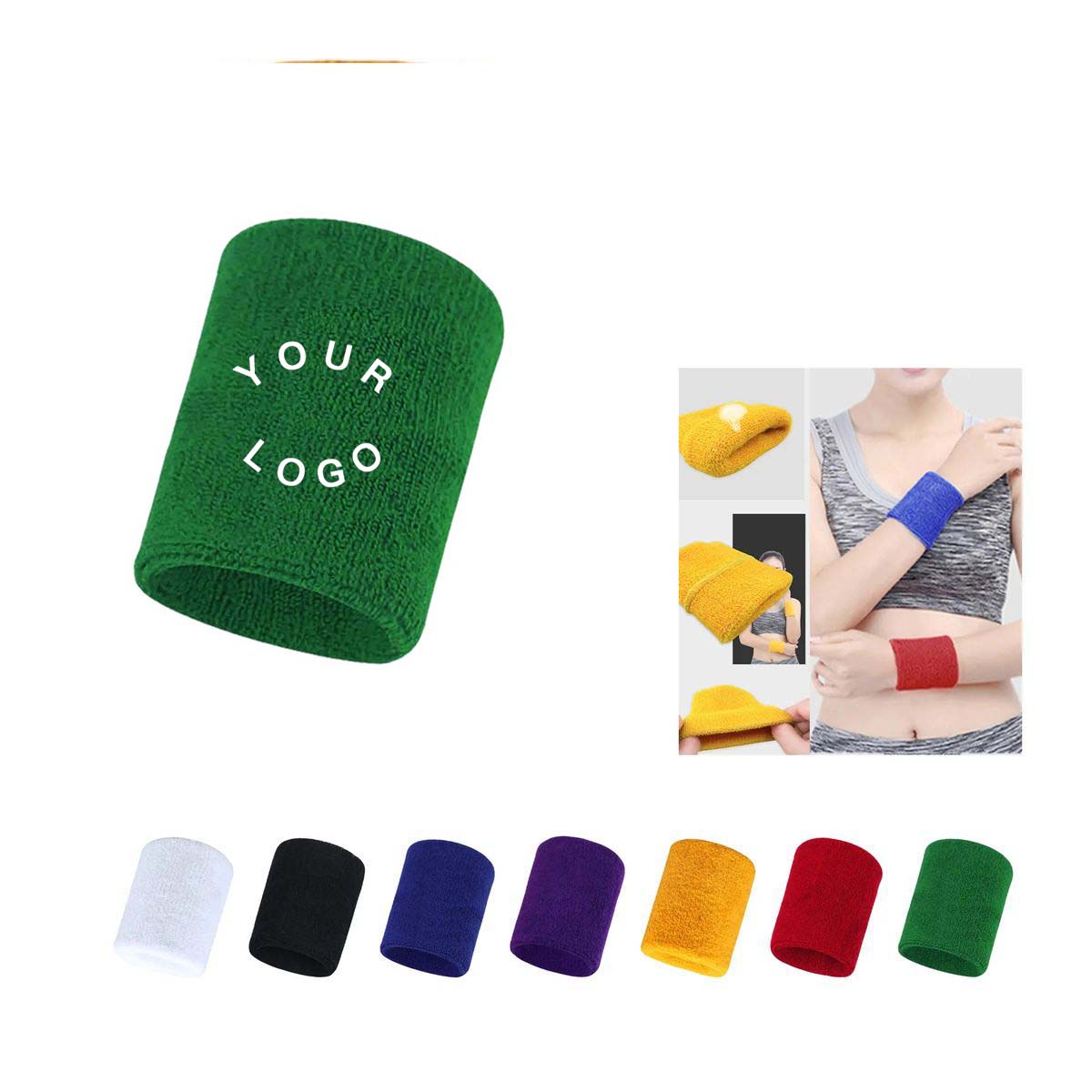 Embroidered Sports Wristband with Logo Option 1