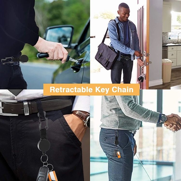 Carabiner Wire Keychain with Bottle Opener and Badge Reel 3