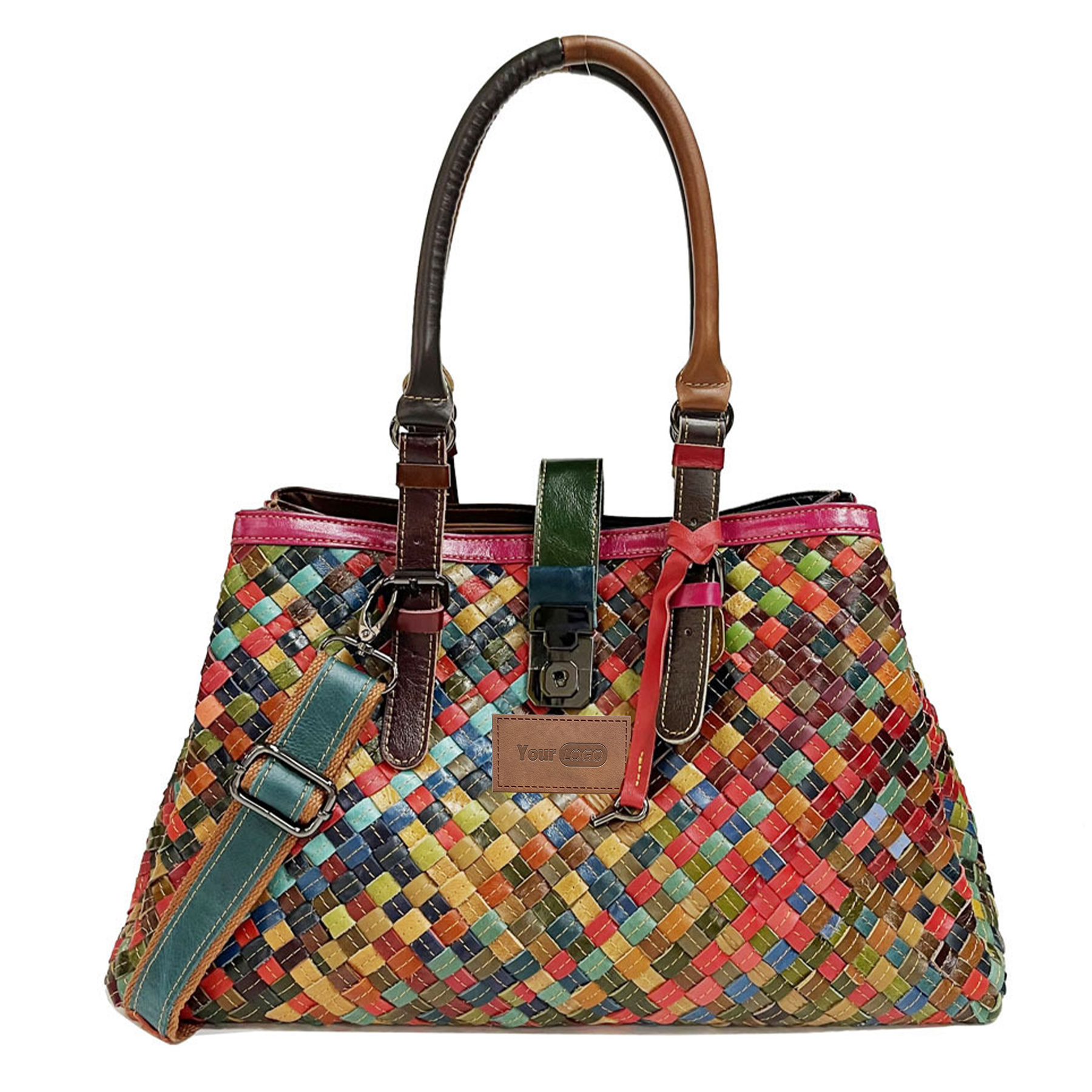 Genuine Leather Vintage woven tote cross-body bag 4