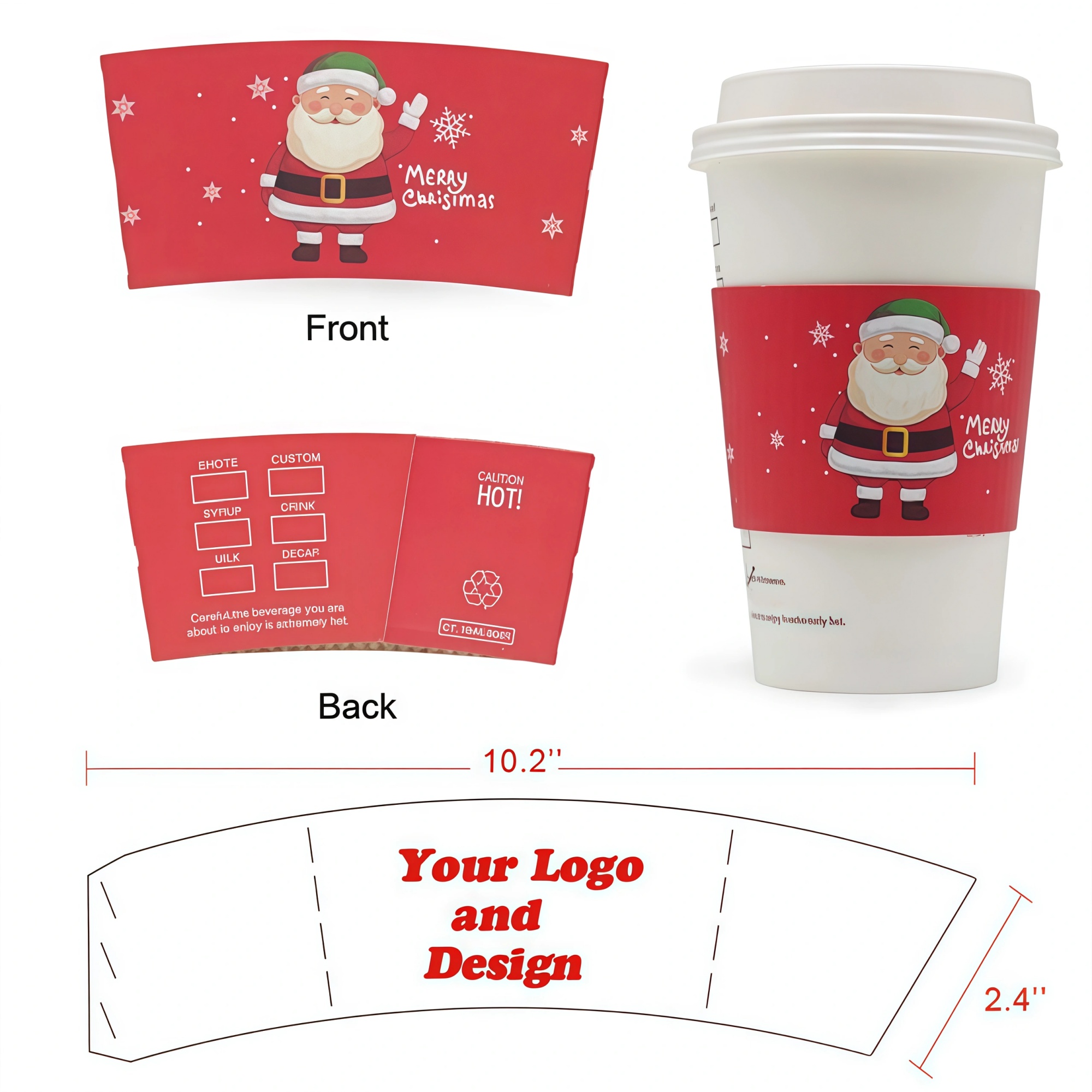 Full Color Customized Paper Coffee Cup Sleeves 2