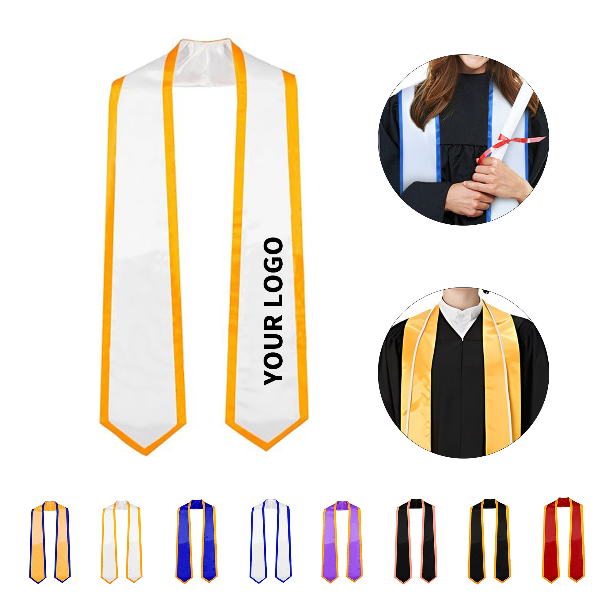 Full Color Satin Graduation Honor Shawl 60.3" 9