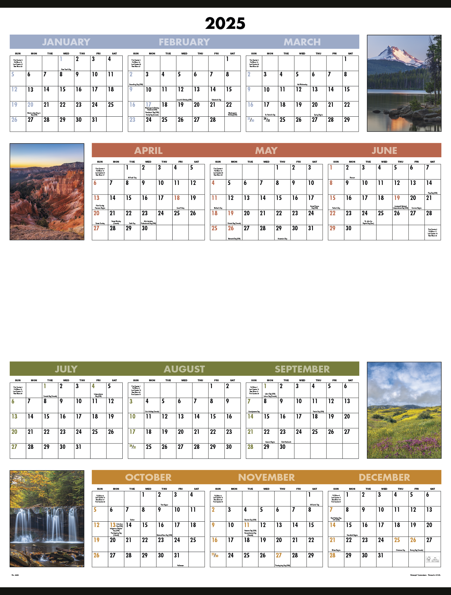 Triumph® Calendars Black & White Span-A-Year Non-Laminated Calendar 37