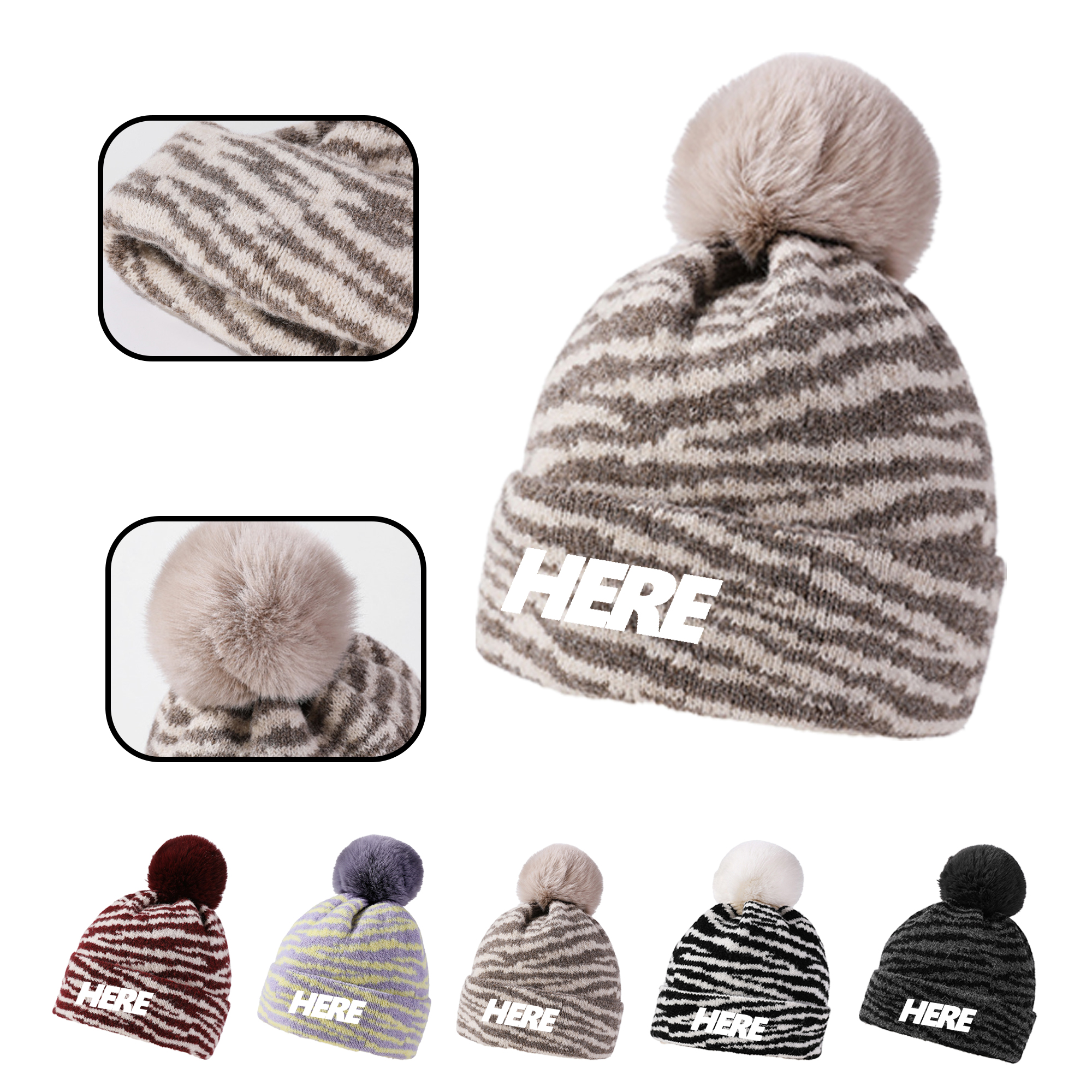 MOQ 20 PCS Striped Knit Beanie 2