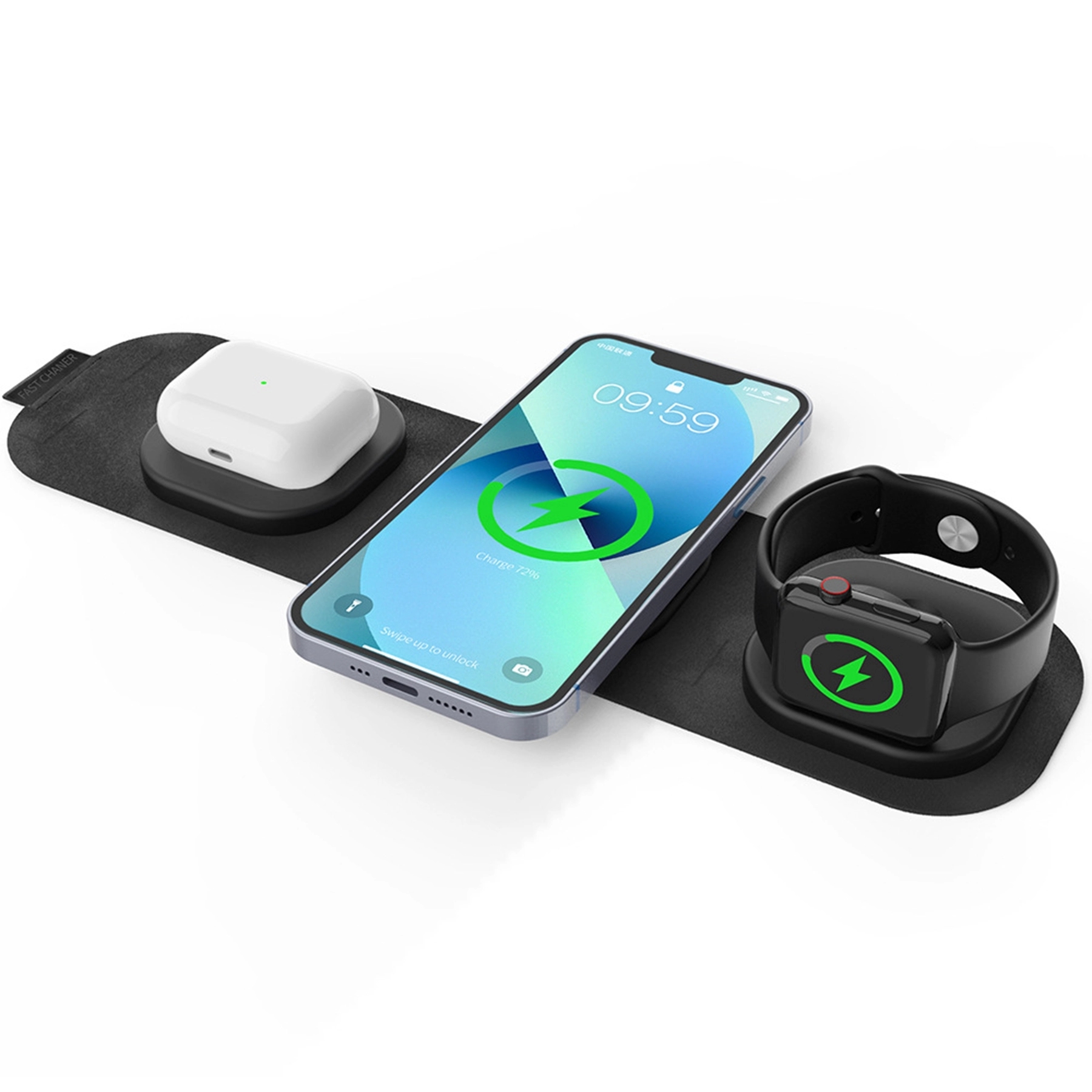 Fabric 3 in 1 Folding Magnetic Wireless Charger 3