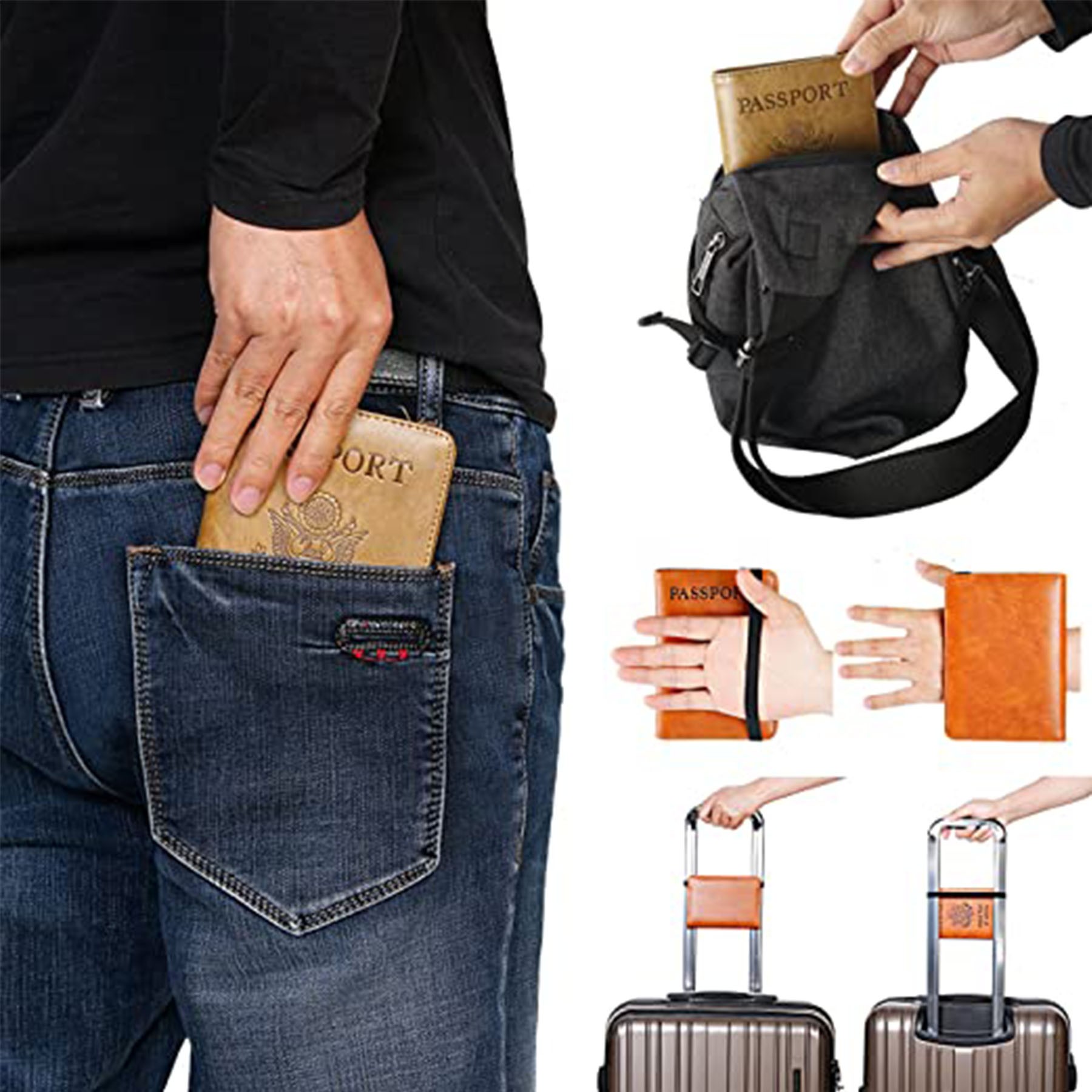 Elastic Band Leather Passport Cover 2