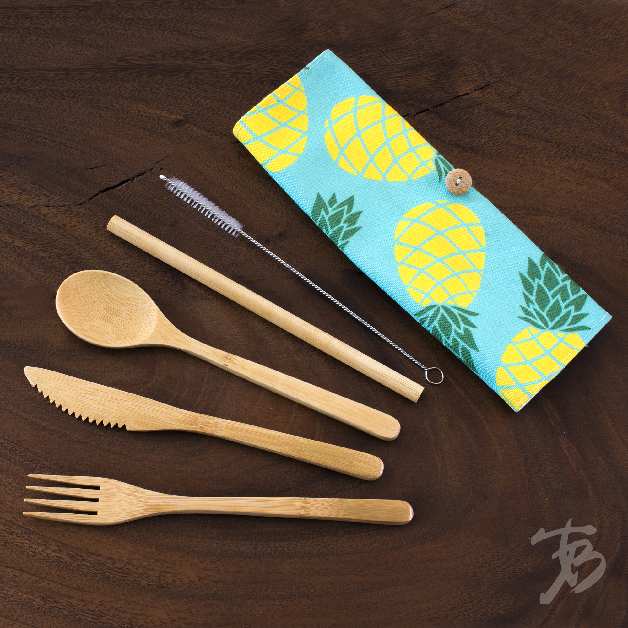 Take-Along Flatware Utensil Roll - Pineapple 2