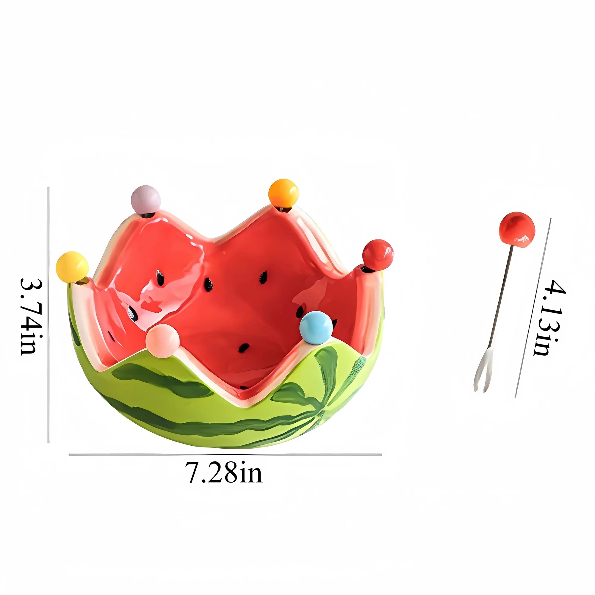 Stylish Ceramic Watermelon Bowl With Fruit Forks 2