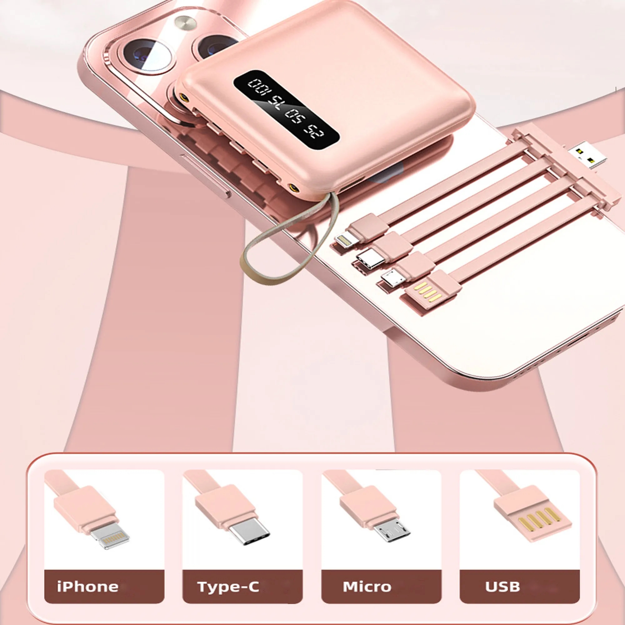 10000mAh Portable Charger with Built-in Cables 3
