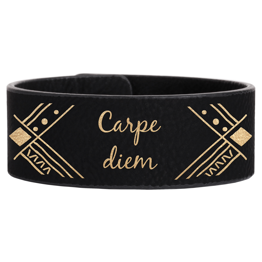 9 1/2" x 1" Black/Gold Leatherette Cuff Bracelet 2