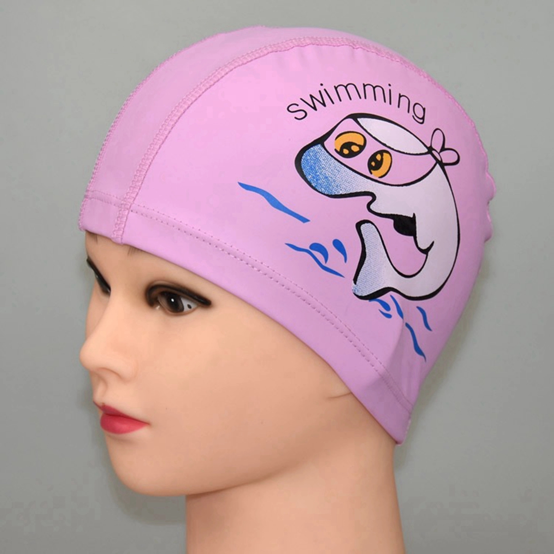 Cartoon Dolphin Print PU Swim Hat 4