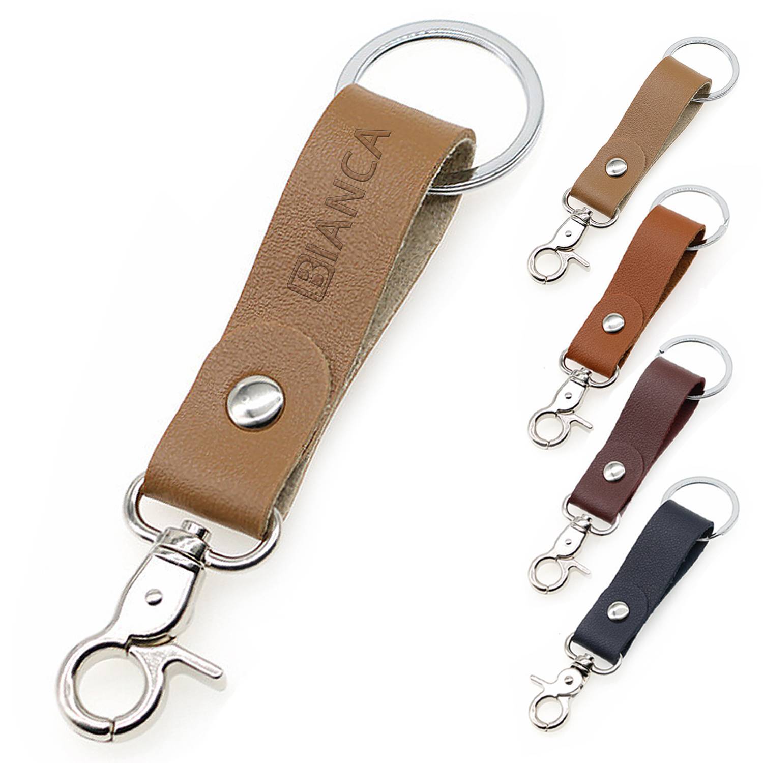 PU Leather Keychain with Swivel Hook