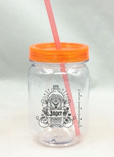 16oz. Plastic Mason Jar with Straw 6