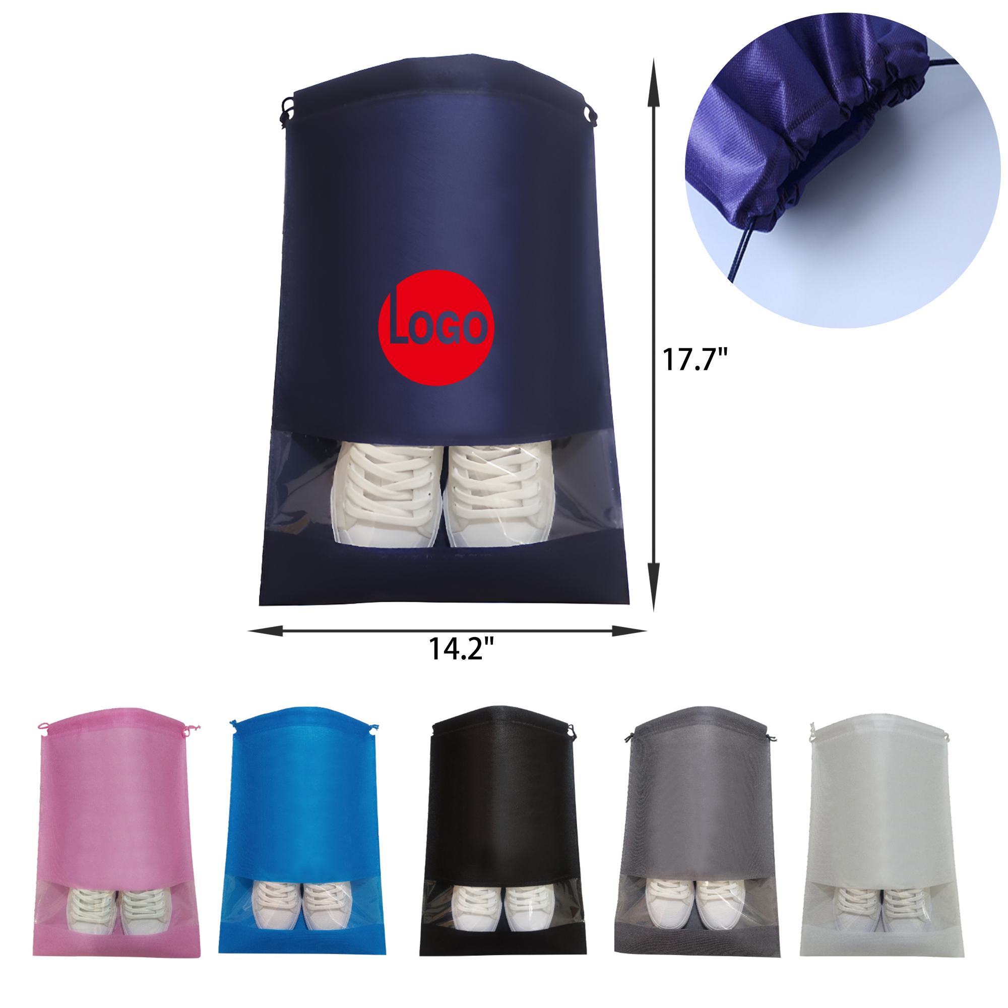 Lightweight Portable Drawstring Non Woven Shoe Bag 3