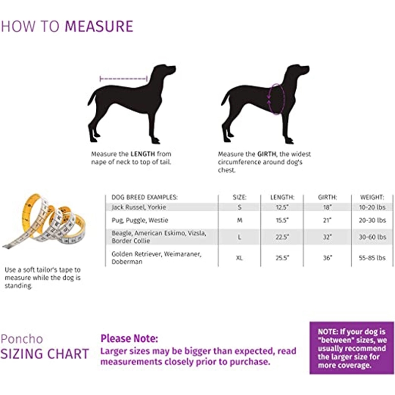 Dog Raincoat Poncho For Small To X-Large And Puppies 13
