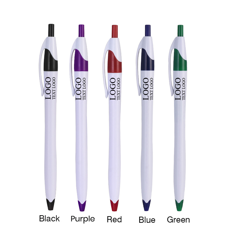 White Retractable Pen with Colored Trim 6