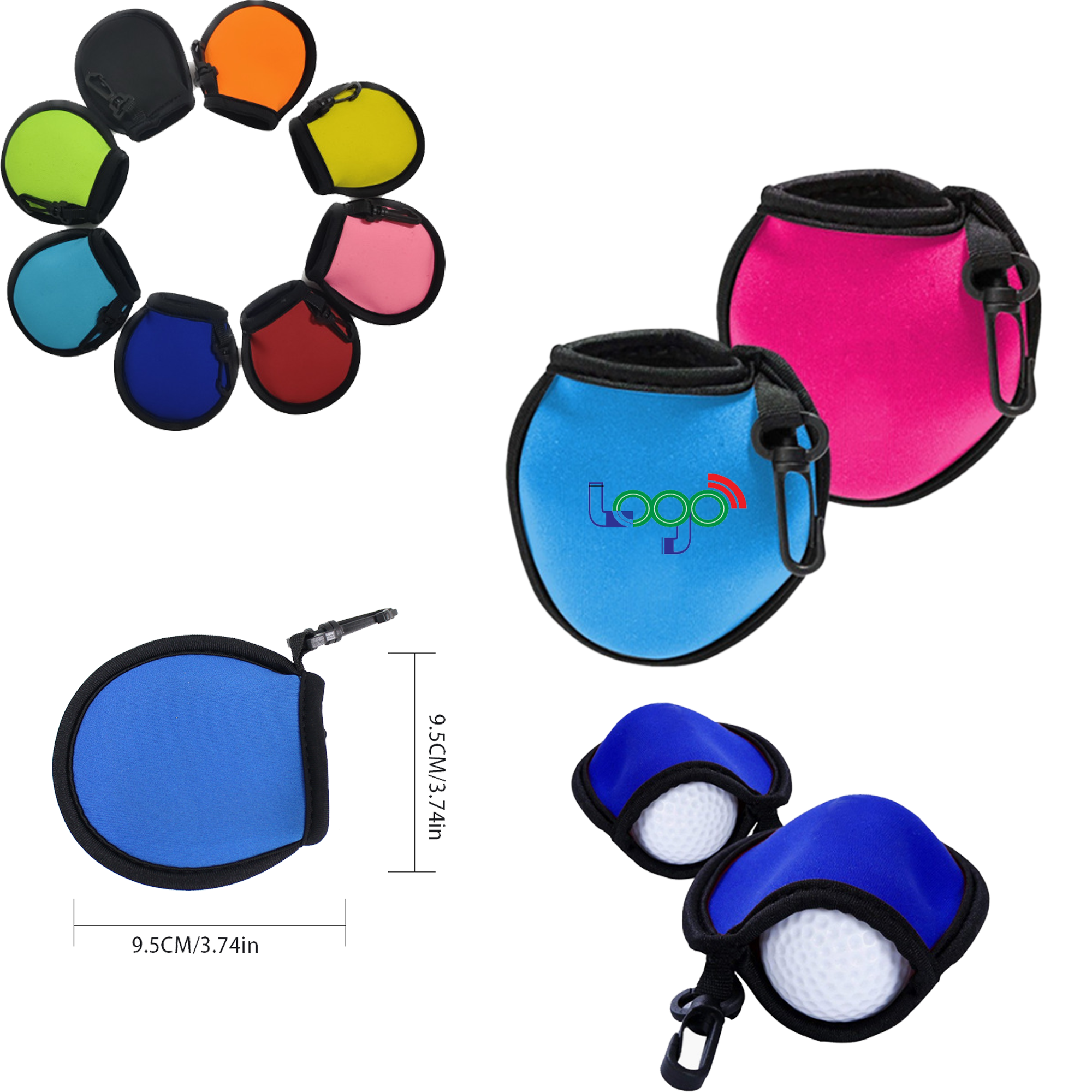 Custom Neoprene Golf Ball Pouch with Clip 2