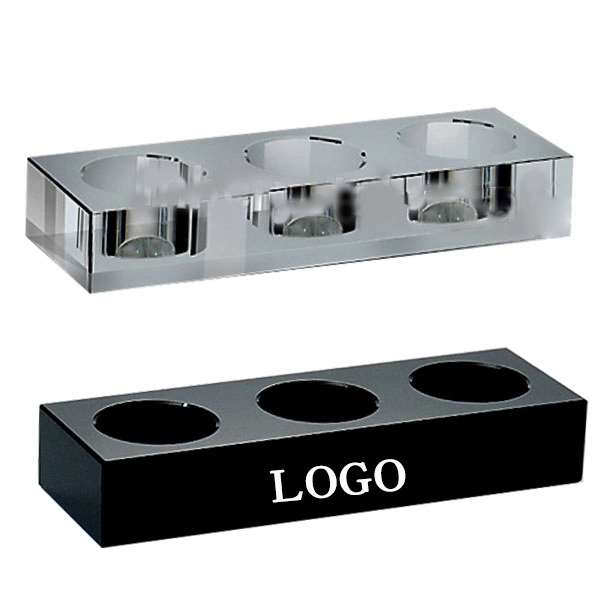 3 Candles Clear / Black Crystal Tealight Holder 2
