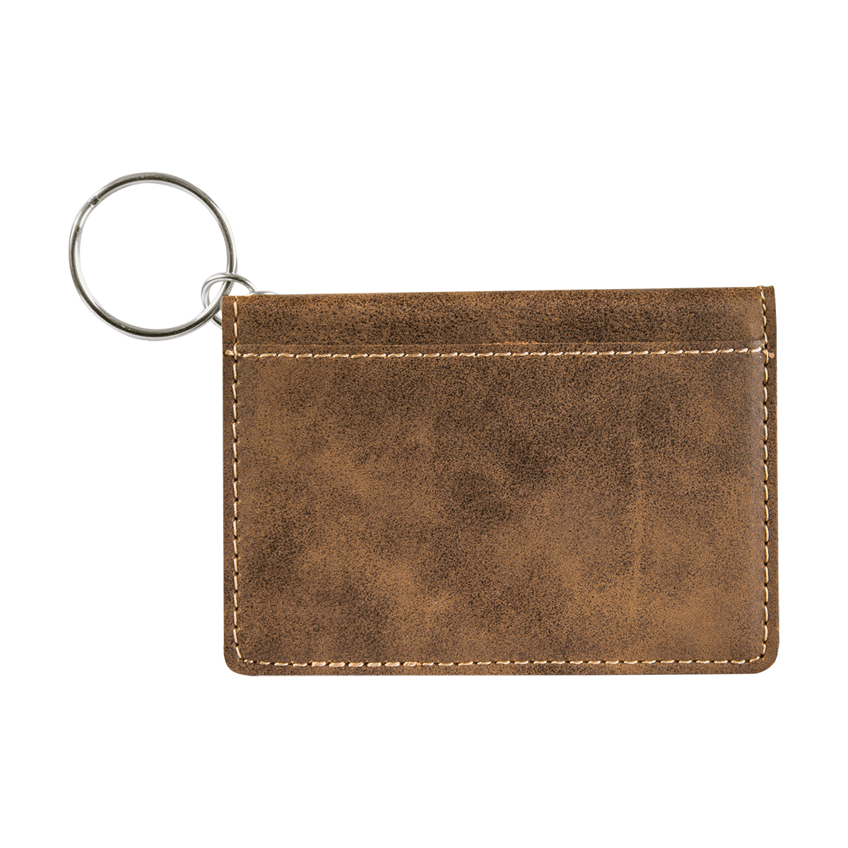 Rustic/Gold Leatherette Keychain ID Holder 2