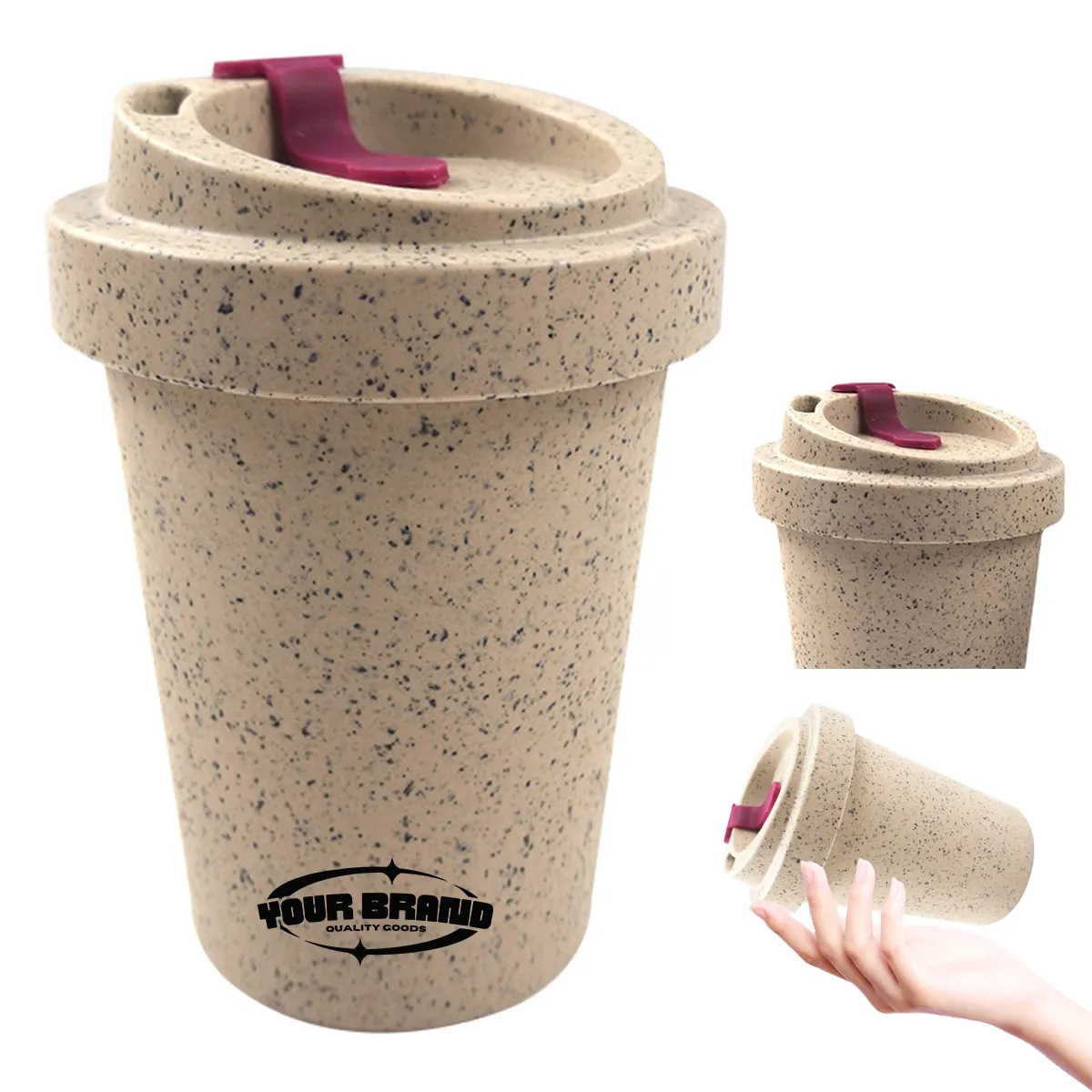 12OZ. Reusable bamboo fiber coffee wheat straw mugs cups 3