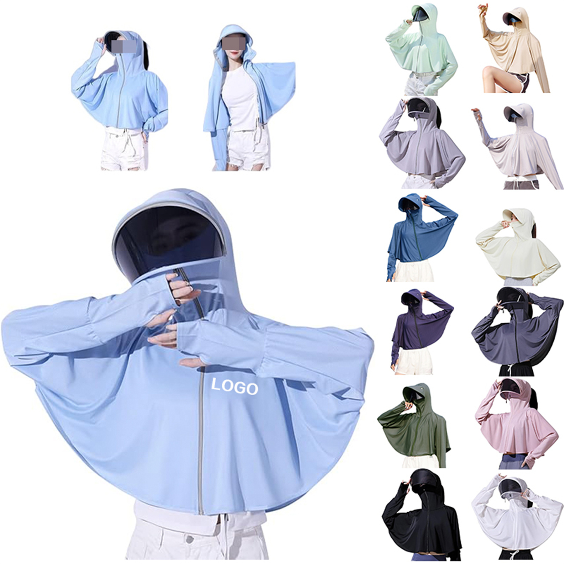 Anti UV Long Sleeve Hooded Shawl 2