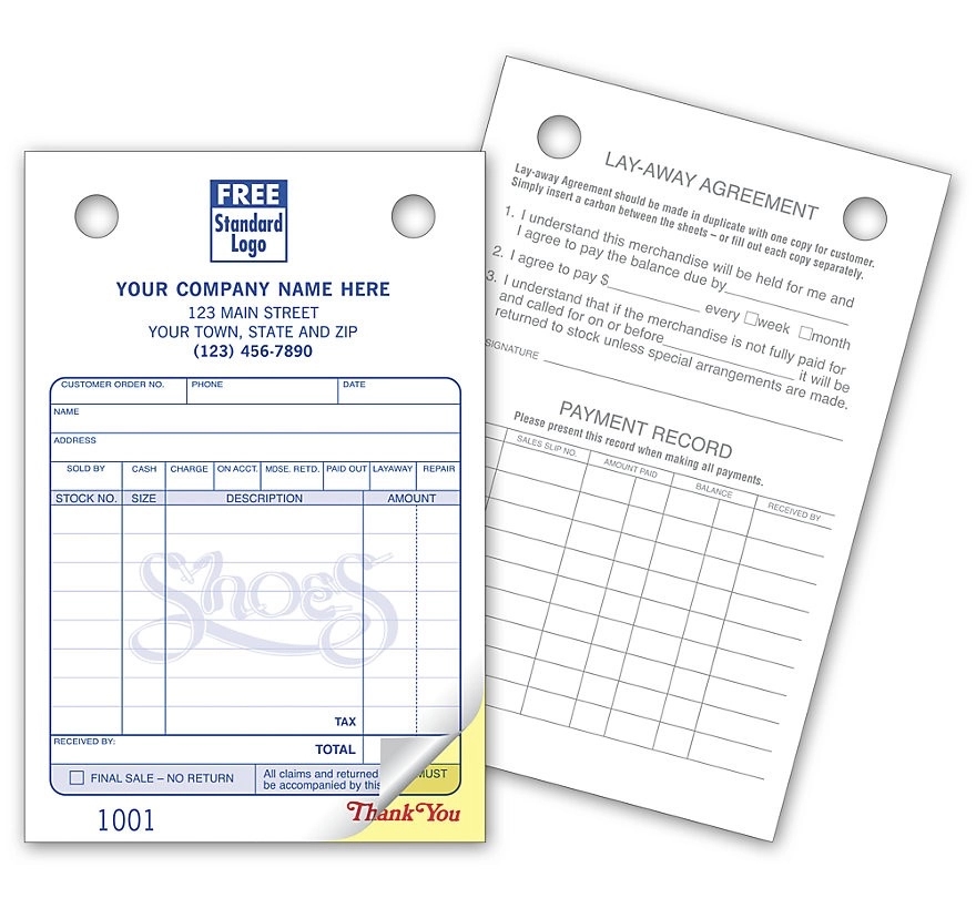 Shoe Register Forms - Small Classic 2