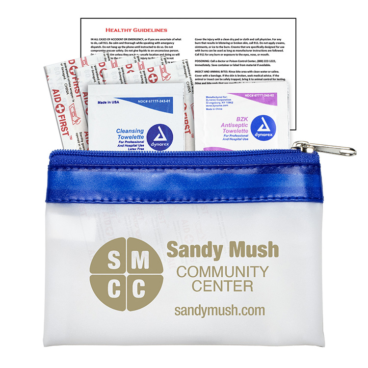 "SAFETY-ON-THE-GO" 7 Piece First Aid Kit in Colorful Zipper Vinyl Pouch 7