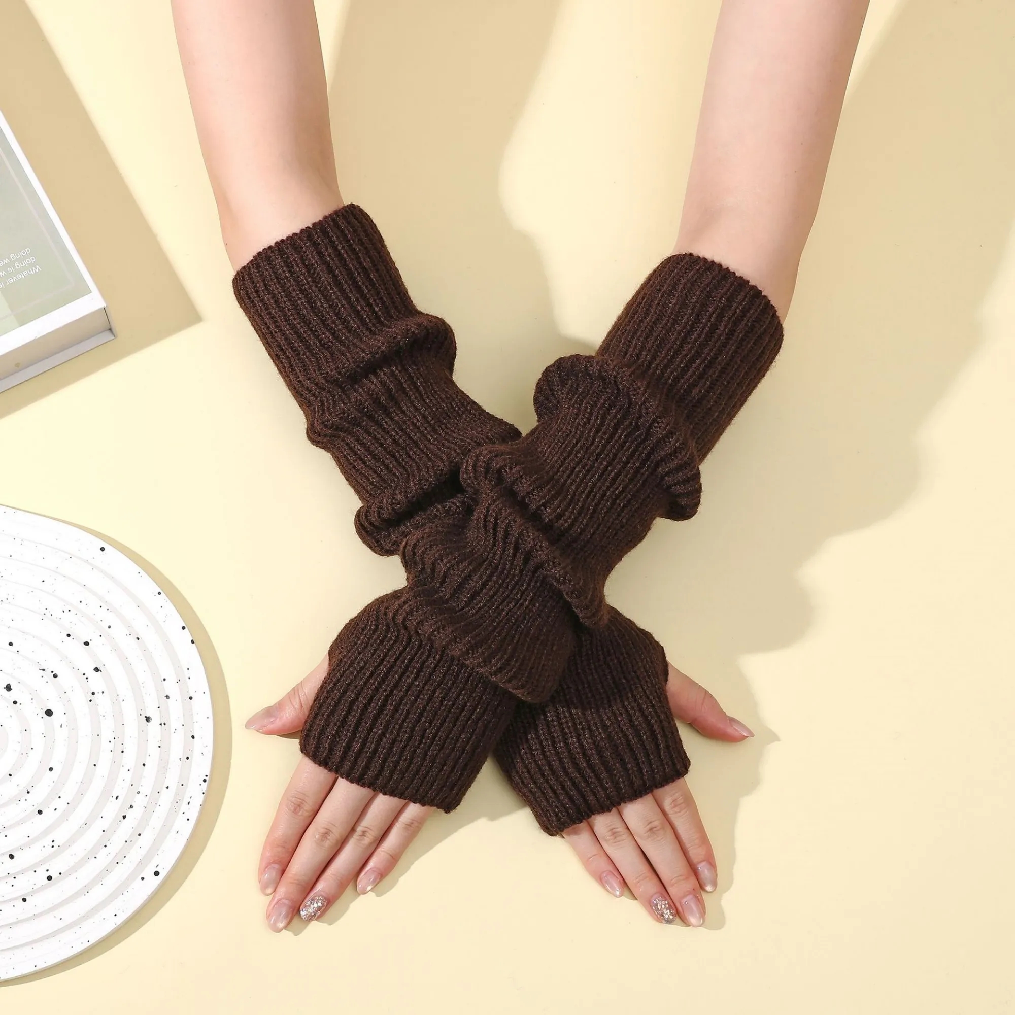 Long Fingerless Knit Winter Arm Warmers 6
